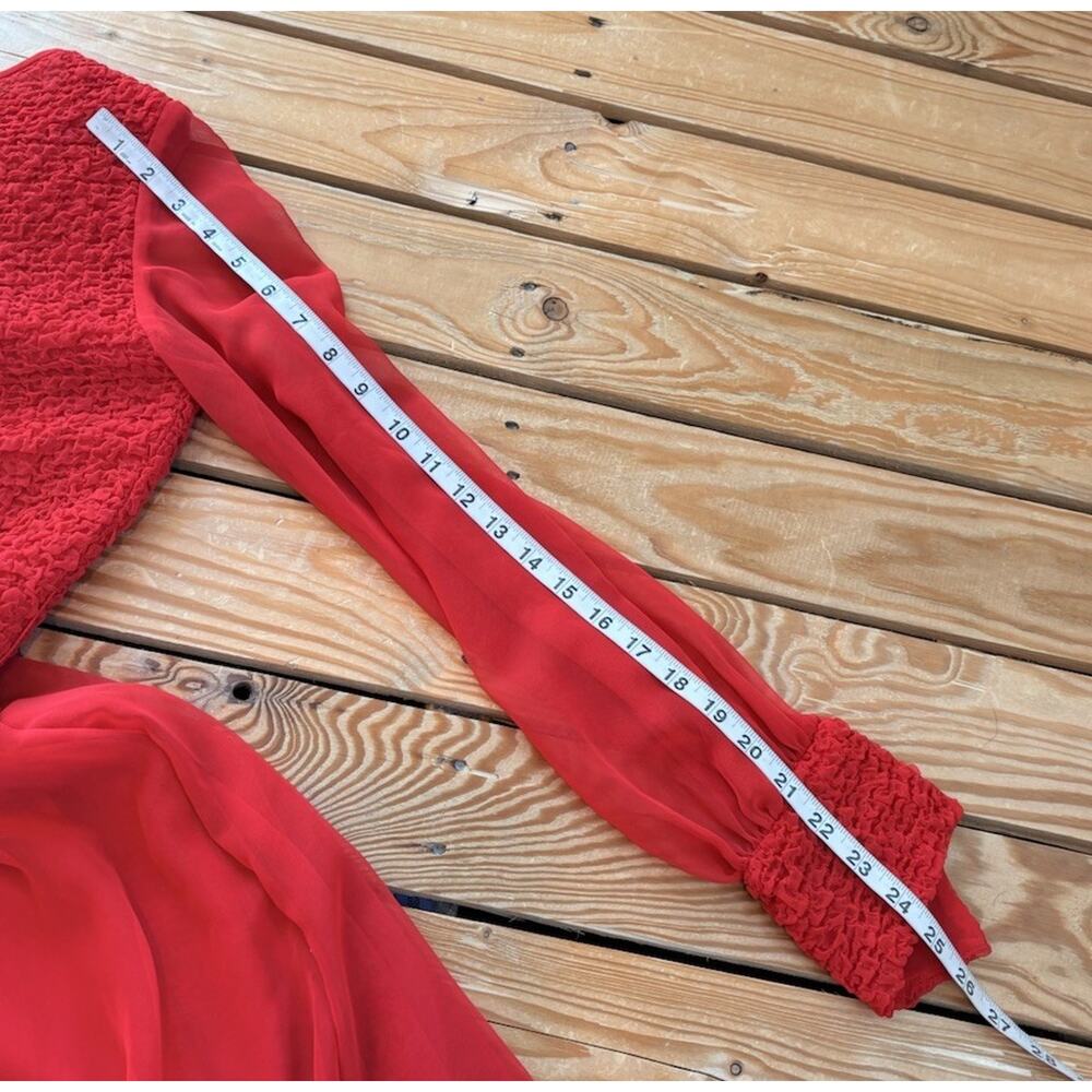 Vintage Rona New York Women’s Long Sleeve Midi Dress Size 10 Red T6 - Picture 8 of 9